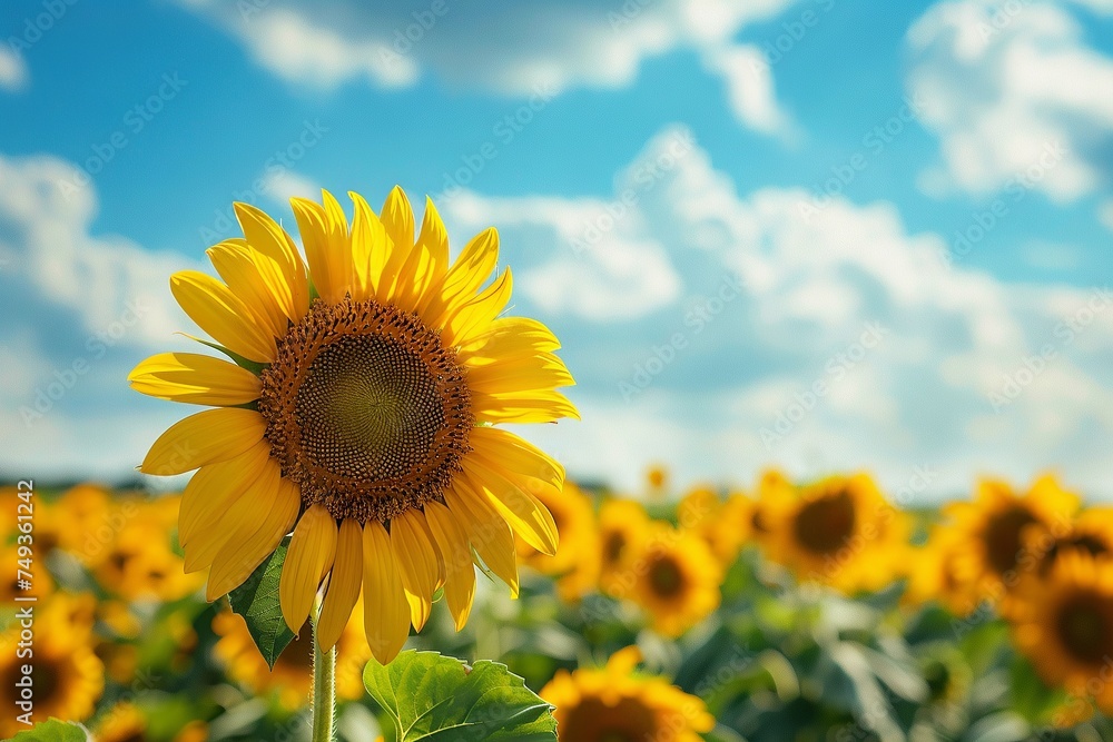 Sunflower Field at Peak Bloom Against Summer Sky
Sunflower Field at Peak Bloom Against Summer Sky