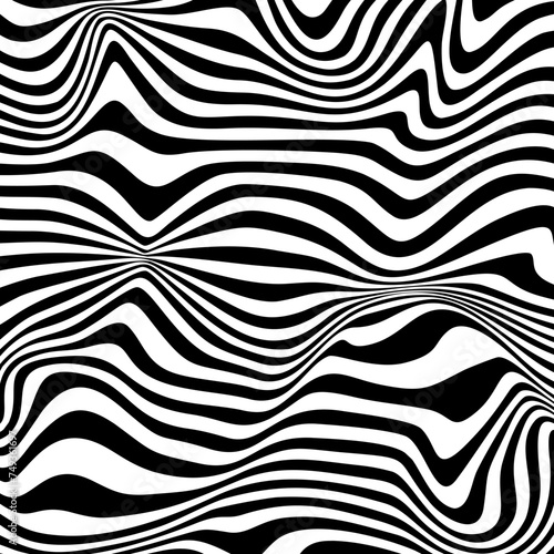 Abstract Black and White Geometric Stripes.hypnosis spiral.Seamless Black and white stripes background.seamless wave line patterns © Santosh Rajbhar