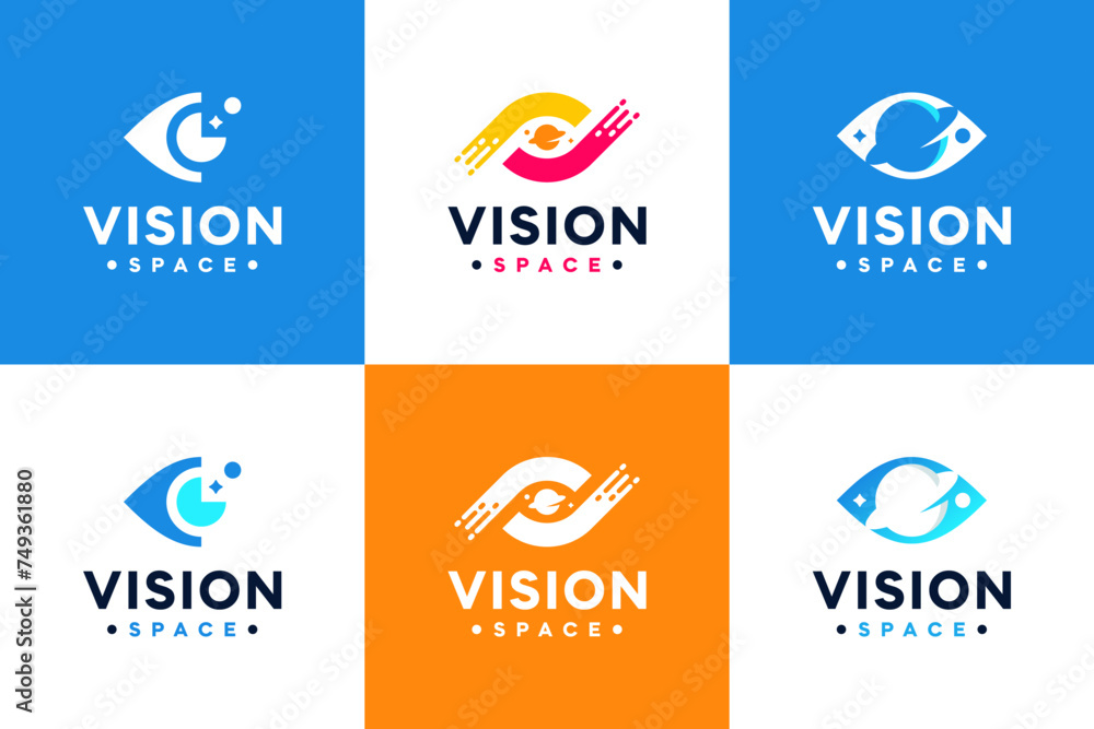 set of vision logo with space, technology universe , logo design template. - obrazy, fototapety, plakaty 