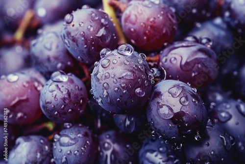 Close-up of grapes with water drops