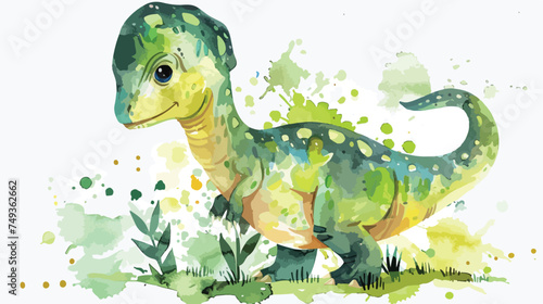 Watercolor dinosaur illustration for kids cute dino an