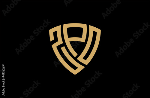 ZPO creative letter shield logo design vector icon illustration
