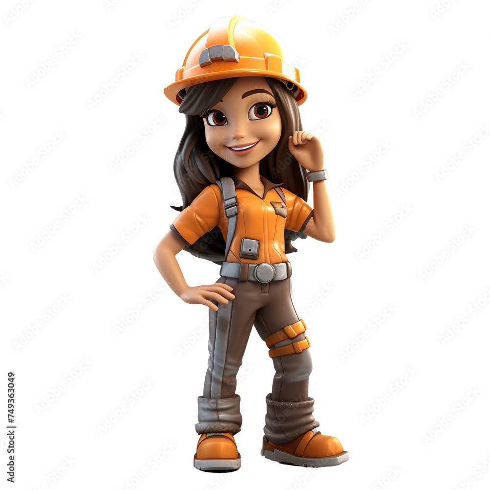 3d illustration of construction manager, construction worker on construction site, child with helmet 3d illustration of construction manager, construction worker on construction site, child with helmet
