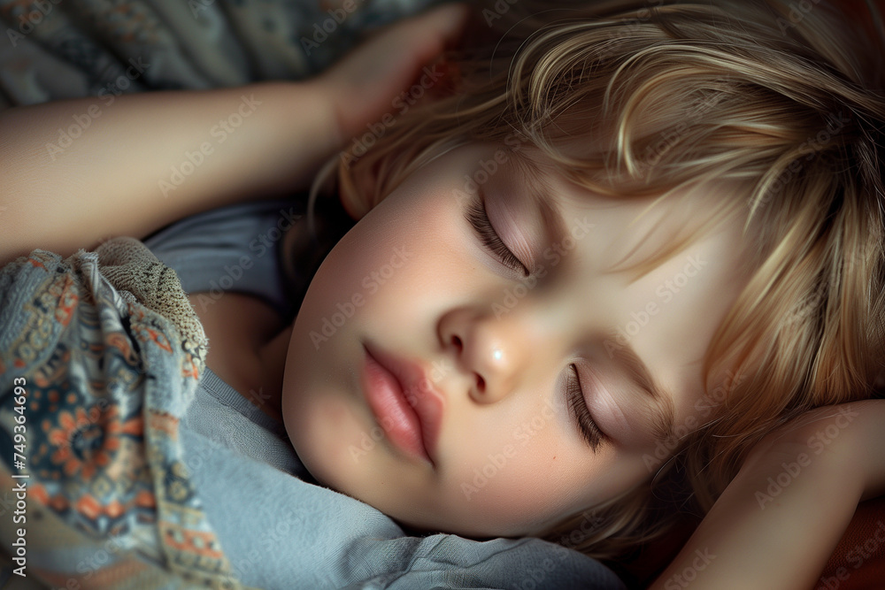 Face of a child sleeping in bed Face of a child sleeping in bed