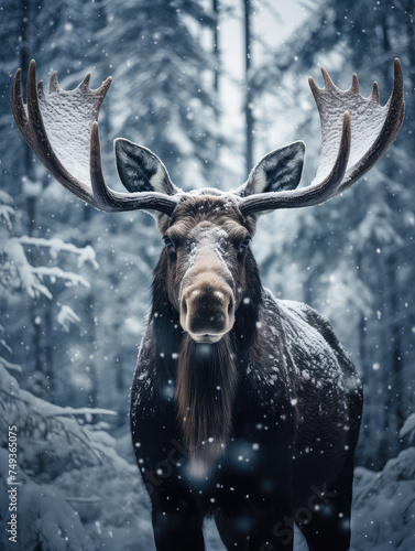 Moose in the blistering snow © GeertJan