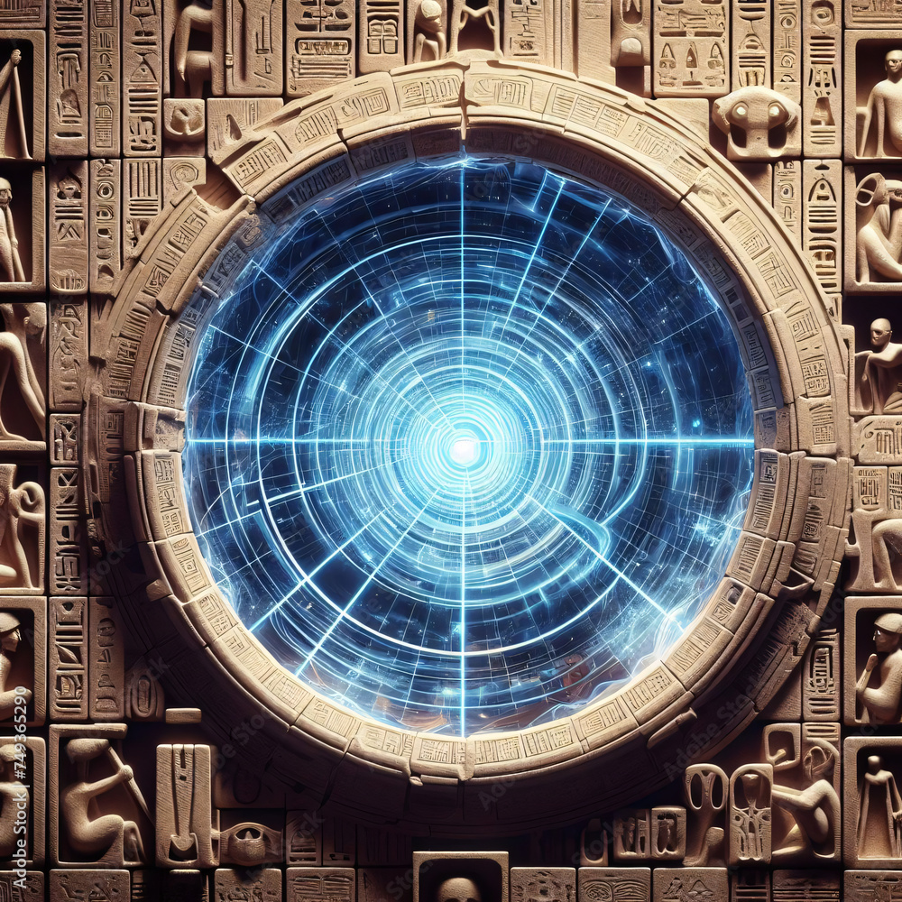 Obraz premium Transcendent Passage - Quantum Egyptian Portal Illustration