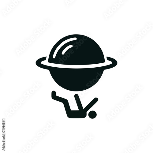 gravity planet falling down graphic asset vector illustration template design