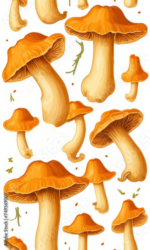 pattern with chanterelle mushrooms. illustration.