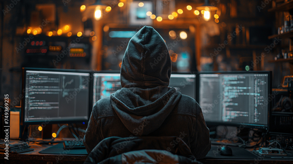 A hacker at work A hacker at work