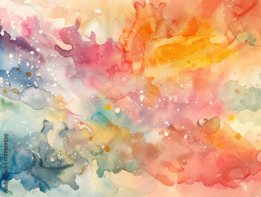 Abstract watercolor splashed  colorful background