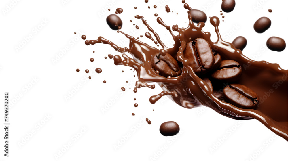 Splash of coffee, cola or tea isolated on transparent Splash of coffee, cola or tea isolated on transparent