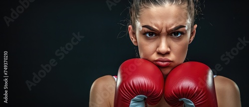 Woman wearing boxing gloves. Boxing class. © poto8313