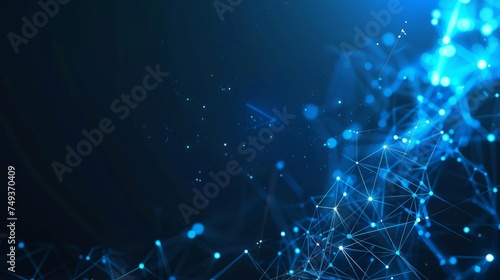 Abstract futuristic - Molecules technology with polygonal shapes on dark blue background. Illustration Vector design digital technology concept. 