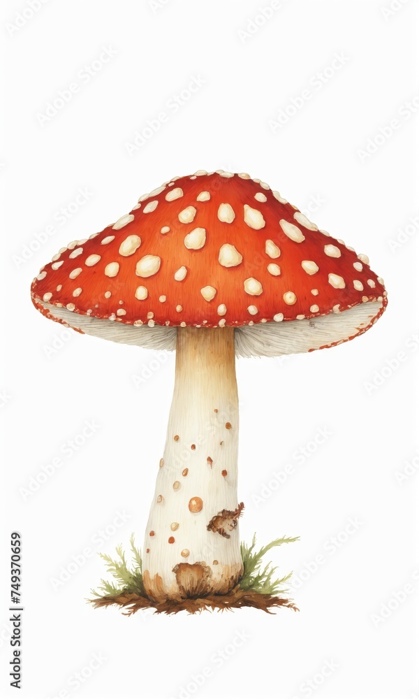 Amanita muscaria mushroom isolated on white background. illustration Amanita muscaria mushroom isolated on white background. illustration