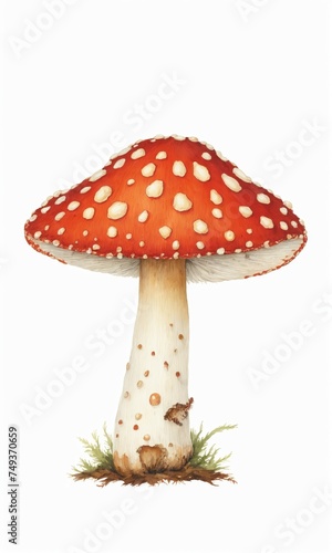 Amanita muscaria mushroom isolated on white background. illustration