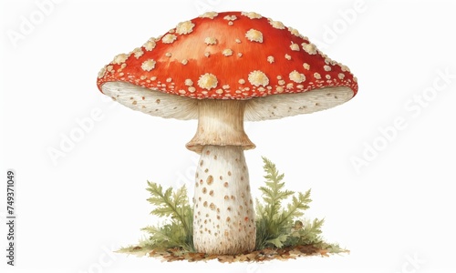 Fly agaric mushroom isolated on white background. 3d render