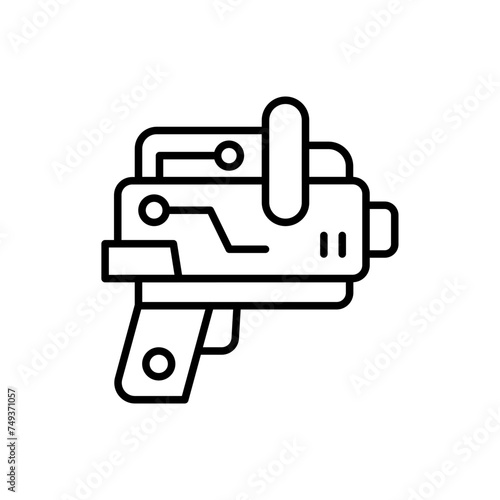 Futuristic gun outline icons, minimalist vector illustration ,simple transparent graphic element .Isolated on white background