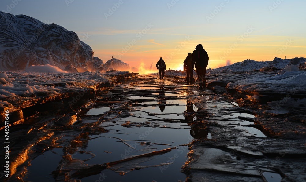 Couple Walking in Snow