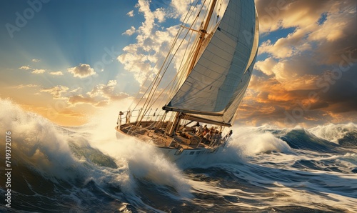 Sailboat Navigating Vast Ocean