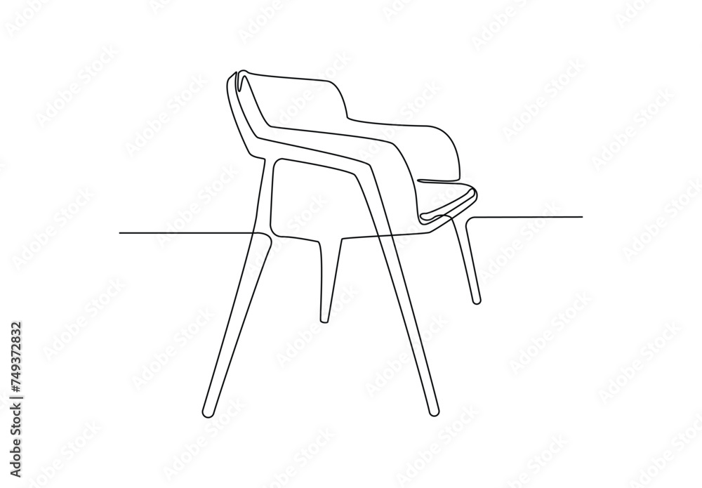Continuous one line drawing of café, restaurant chair, furniture editable stroke vector illustration Continuous one line drawing of café, restaurant chair, furniture editable stroke vector illustration