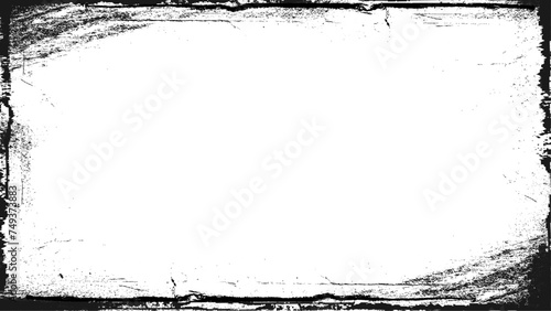 Abstract Decorative Black & White Photo Frame. Type Text Inside, Use as Overlay or for Layer / Clipping Mask. Grunge Frame With White Space