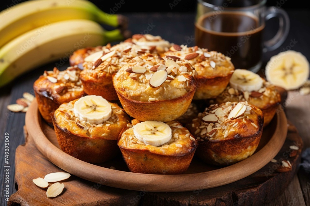 High-protein banana muffins with oats and seeds
