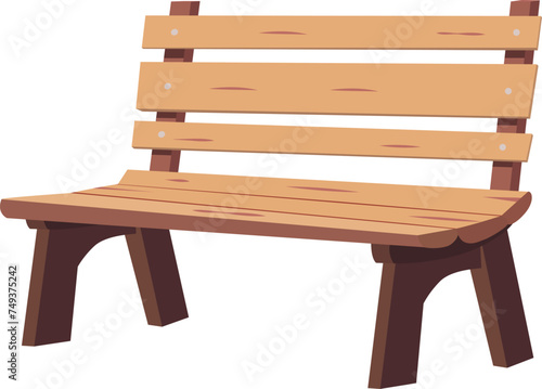Park bench isolated on white background, vector illustration. A little side view.