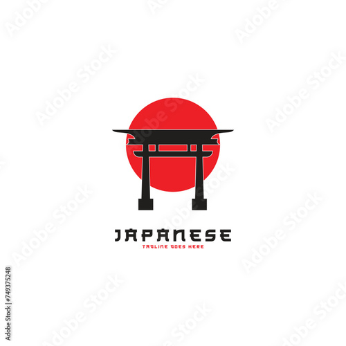 Torii vector logo, symbol of the entrance to the gods in Japan