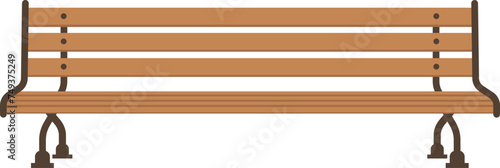 Wooden park bench isolated on white background, clean brown flat-style vector illustration.