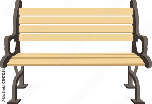 Wooden bench isolated on white background. Park brown vector bench in flat style