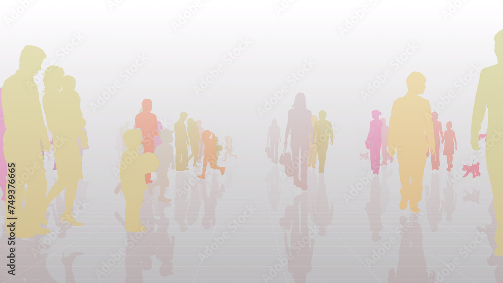 City family people holiday silhouette park concept CG background