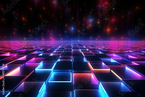 Fractal neon grids with deep space backdrop