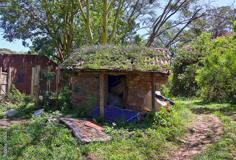 Old abandoned huts on the side of African roads in poor regions. Lost Places. Old abandoned huts on the side of African roads in poor regions. Lost Places.