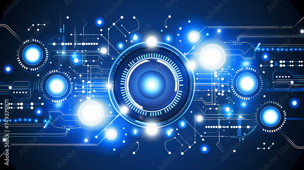 Obraz premium Abstract Digital Circuitry With Central Glowing Interface