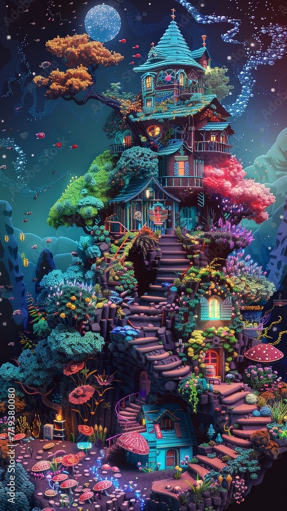 Pixel art creativity a colorful and playful miniature universe filled with hidden treasures waiting to be uncovered