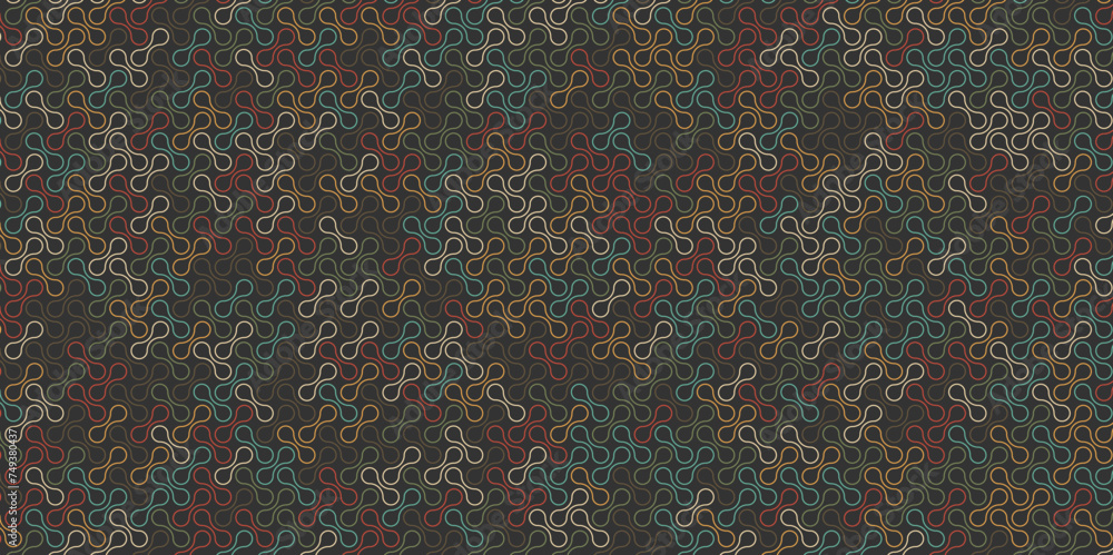 Metaball colourful seamless outline pattern design.