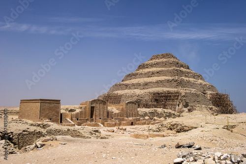 The very first pyramid - The Pyramid of Djoser (the Step Pyramid) in the Saqqara necropolis, Egypt, northwest of the ruins of Memphis.