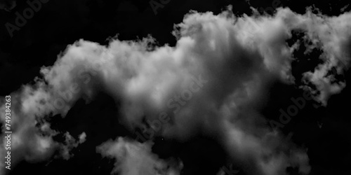 Luxury smoke on black background. White Cloud Isolated on Black Background. Good for Atmosphere Creation. White cloudiness, mist or smog overlay backgrounds. Wide sky and clouds dark tone. 