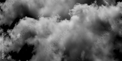 Luxury smoke on black background. White Cloud Isolated on Black Background. Good for Atmosphere Creation. White cloudiness, mist or smog overlay backgrounds. Wide sky and clouds dark tone. 
