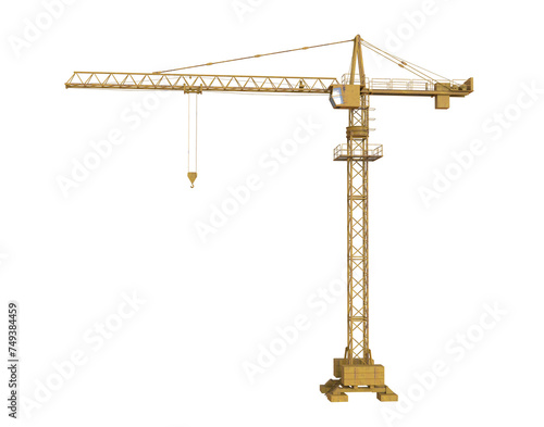 Construction Crane isolated or yellow tower crane isolated on transparency background.
