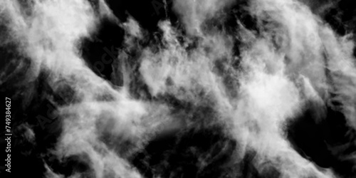 Luxury smoke on black background. White Cloud Isolated on Black Background. Good for Atmosphere Creation. White cloudiness, mist or smog overlay backgrounds. Wide sky and clouds dark tone. 