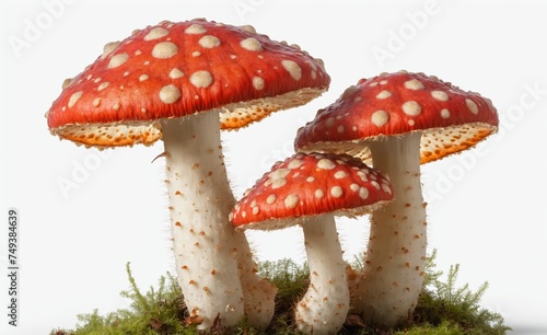 Amanita muscaria, Fly Agaric, Amanita muscaria on a white background.