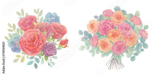 cute bouqet of rose watercolour vector illustration  photo