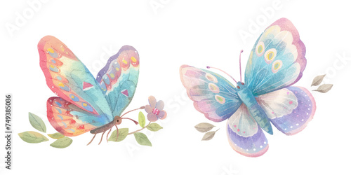 Canvas Print cute butterfly watercolour vector illustration
