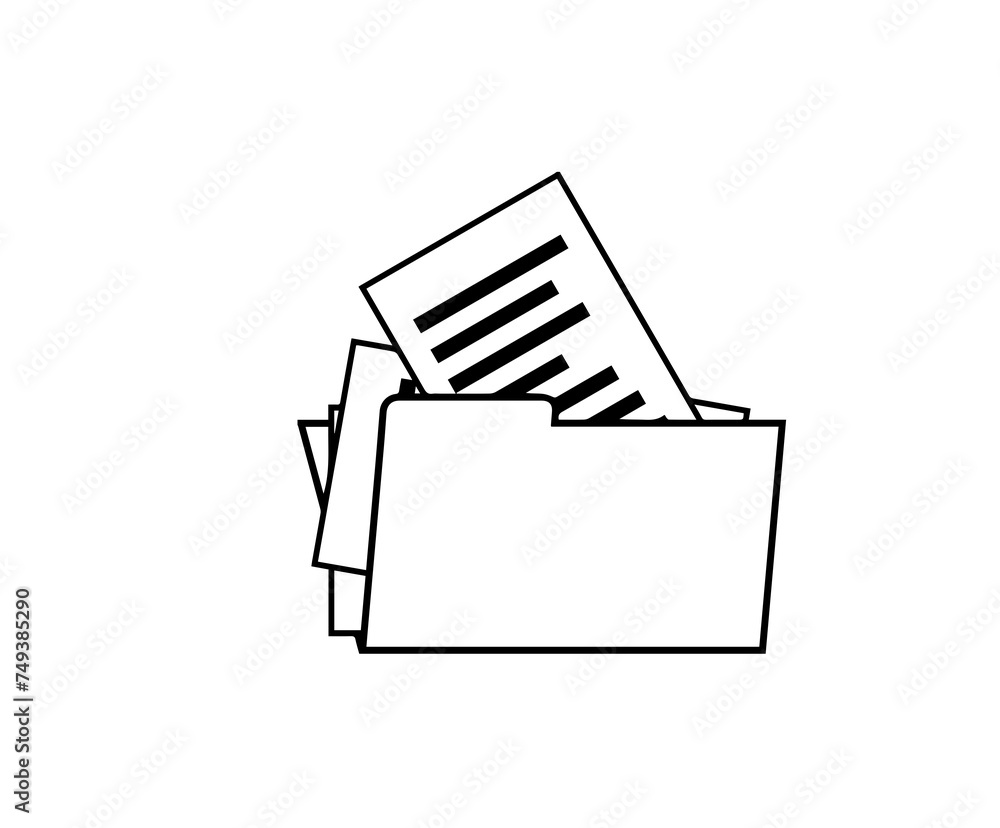 document folder black outline on white background document folder black outline on white background