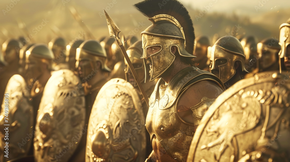 Fototapeta premium King Leonidas and his spartan hoplites army