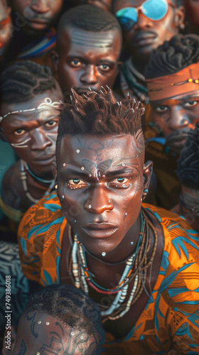Young African tribe people with tattoos