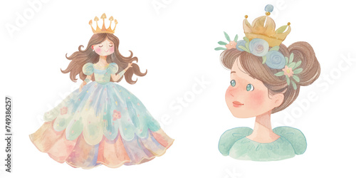 cute queen watercolour vector illustration