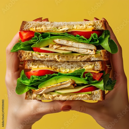 generative AI hand holding a sandwich photo