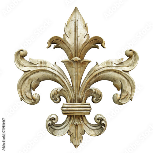 Fleur de lis fabric motif, transparent background, isolated image, generative AI